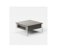 Table basse relevable BELLA 80x70x40/65cm piétement verre plateau stratifié gris tourterelle