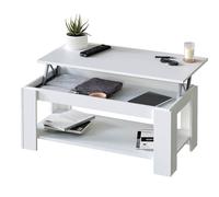 Table Basse relevable coloris blanc artic - Longueur1 02 cm x Hauteur 43-54 cm x Profondeur 50 cm