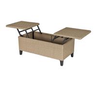 Table Basse Relevable De Jardin Résine Tressée Beige Beige