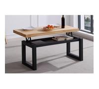 Table basse relevable en bois coloris chêne sauvage / pieds noir - Longueur 120 x profondeur 60 x hauteur 47 cm