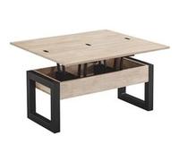 Table basse relevable et extensible coloris chêne nordique/Noir - Longueur 110 x Profondeur 102 - 110 x Hauteur 51 cm - -