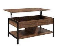 HOMCOM Table Basse relevable Table de Salon - étagère inférieure, Coffre de Rangement - dim. 100L x 80l x 60H cm - Aspect Bois Rustique Noir