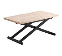 Table basse relevable extensible en bois et métal coloris chêne nordiquenoir - longueur110-114 x profondeur57-110 x hauteur49-76cm