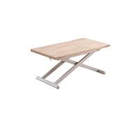 PEGANE Table Basse relevable Extensible en Bois et métal Coloris chêne nordiqueblanc - Longueur 110-114 x Profondeur 57 x Hauteur 49-76 cm