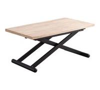 PEGANE Table Basse relevable Extensible en Bois et métal Coloris chêne nordiquenoir - Longueur 110-114 x Profondeur 57-110 x Hauteur 49-76 cm