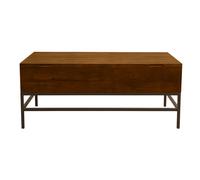 Table basse relevable industrielle bois manguier massif teinté et métal noir L110 cm YPSTER