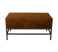 Table basse relevable industrielle bois manguier massif teinté et métal noir L90 cm YPSTER