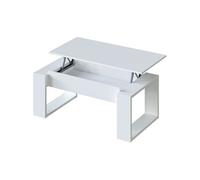 Table basse relevable - Mélaminé blanc - L 105 x P 55 x H 45 cm NOVA