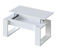 Table basse relevable - Mélaminé blanc - L 105 x P 55 x H 45 cm NOVA