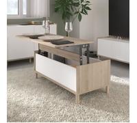 Parisot – Table basse relevable MORPHOS – L100×P50×H43,6 cm – Rectangulaire – décor blanc/chêne