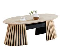 PEGANE Table Bass relevable Ovale Coloris chêne Nordique/Noir - Longueur 120 X Largeur 60 x Hauteur 45,5-60,5 cm