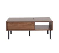 Table basse relevable rectangulaire bois foncé finition noyer et métal noir L100 cm KANE
