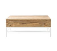 Miliboo - Table basse relevable rectangulaire bois manguier massif et métal blanc L110 cm
