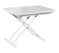 Table basse relevable rectangulaire extensible coloris blanc - Longueur 100 x largeur 50-100 cm
