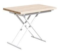 PEGANE Table Basse relevable rectangulaire Extensible Coloris chêne/Pieds Blanc - Longueur 100 x Largeur 50-100 cm