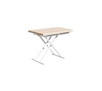 Table basse relevable rectangulaire extensible coloris chêne -pieds blanc - Longueur 100 x largeur 50-100 cm