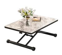 Table basse relevable réglable en hauteur, table de salle à manger, table pliante convertible avec dessus en bois et pieds en métal robustes, meubles multifonctionnels pour les petits espaces (couleur