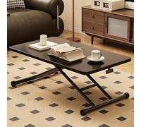 Table Basse Relevable, table centrale industrielle moderne, Table Basse Convertibleen Table à Manger de Salon, Table Basse Extensible, avec pieds en métal croisé, Style Ferme(Black,120cm/47.2in)
