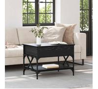 Table basse relevable Vidaxl chêne noir 70 x 50 x 50 cm - métal mat, 1 étagère, convertible
