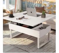 Table Basse Relevable - VOWNER - Multifonctionnelle 3 en 1 - Blanc