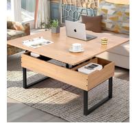 Table Basse Relevable - VOWNER - Multifonctionnelle 3 en 1 - Couleur du bois