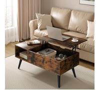 Table Basse Relevable - WOLTU Table de Salon - Espace de Rangement Intérieur - 100x50x(43-57)cm - Marron Rustique