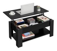 Table Basse Relevable - YAHEETECH - Surface en Mélamine - Compartiment Caché - Étagère de Rangement