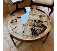 Table Basse rétro américaine avec Engrenages d'horloge