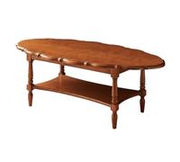 Table Basse Rétro Bois Massif Bords Irréguliers Coffee Table Large Plateau Rangement Double Niveau Tables Centrale Robuste et Résistant pour Salon, Bureau, Chambre(Brown)