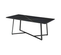 [en.casa] Table Basse de Salon Stylée au Design Modern et Intemporel Table d'Appoint Stable Robuste Plateau Rectangulaire MDF Acier Laqué 120 x 60 x 48 cm Aspect Marbre Noir