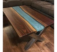 Table basse River Table Epoxy Massive Tables 120x60 Table de rivière Véritable bois