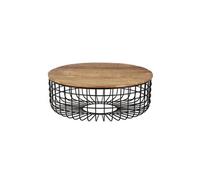 Table Basse Ronde Ø102cm Industrielle Bois d'Acacia et Métal Noir - GLADIO -