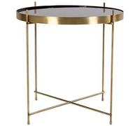 MEOLO - Table Basse Ronde Ø48cm Acier Doré et Plateau Verre