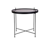 Table Basse Ronde Ø48cm Acier Noir et Plateau Verre - MEOLO -