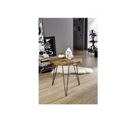 Table basse ronde Ø60cm - Fer et Bois massif recyclé laqué (Multicolore) - RAILWAY #109