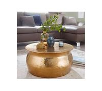 Table basse en or martelé - WOHNLING - KARAM - Métal - Rond - Jaune