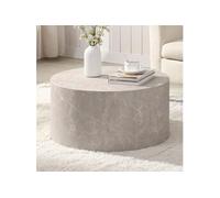 Table basse ronde 60x30 cm avec papier décor effet marbre beige