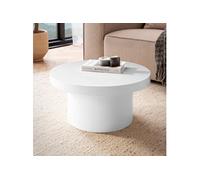 WOHNLING Table Basse Canapé de Salon 60 cm Petite Ronde Moderne Blanc Brillante