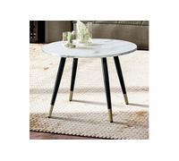 Table basse ronde 60x41 cm effet marbre blanc et doré - TRAZI