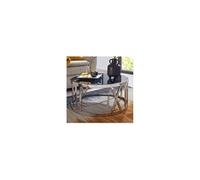 Table Basse Ronde Verre et Métal WOHNLING - Argent - Design Moderne