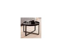Table Basse Ronde - WOHNLING - Mango Bois Massif - Métal - 60x60x35 cm - Design Moderne