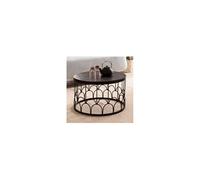 Table basse ronde 60x60x36 cm en manguier et fer noir