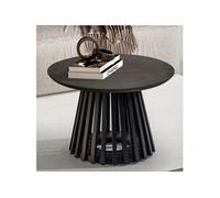 Table Basse Ronde Bois Massif Noir - WOHNLING - 60x60x41 cm - Salon Moderne