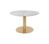 TYROL - Table Basse Ronde Ø70cm Aspect Marbré et Pied Acier Doré - Altobuy Gris