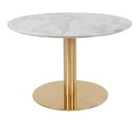 TYROL - Table Basse Ronde Ø70cm Aspect Marbré et Pied Acier Doré - Altobuy Gris