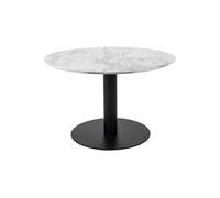 TYROL - Table Basse Ronde Ø70cm Aspect Marbré et Pied Acier Noir - Altobuy Gris