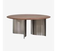 Table basse ronde Ø80 cm en bois de manguier et acier inoxydable Marvion Bois de Mangue