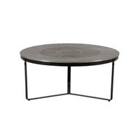 Table basse ronde Ø90cm en métal martelé et sculpté finition brossé pied laqué noir - SOHALIA -