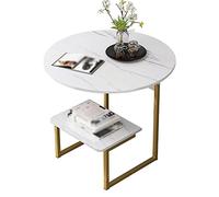 Table basse ronde à 2 couches avec pieds en métal, utilisée pour chambre à coucher, salon, canapé, table basse industrielle 50 × 50 × 56 cm table de salon
