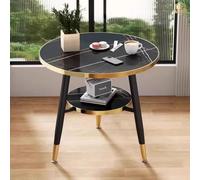 Table Basse Ronde À Double Plateau Table De Réunion, De Réception Ou De Négociation Tables Basses Pour Cocktails Et Pauses Thé Pour La Maison Ou L'espace D'accueil D'un Bureau(Zwart,80x72cm)